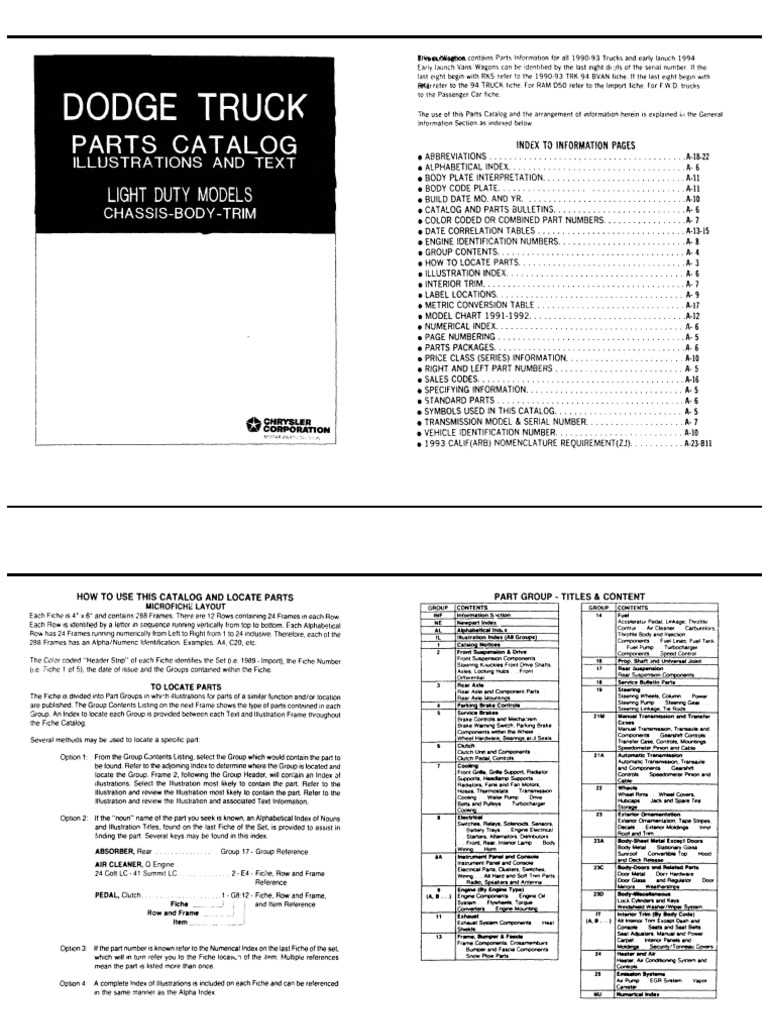 dodge ram parts diagram service manual