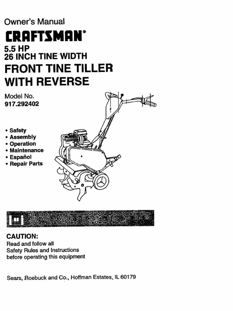 craftsman rear tine tiller parts diagram