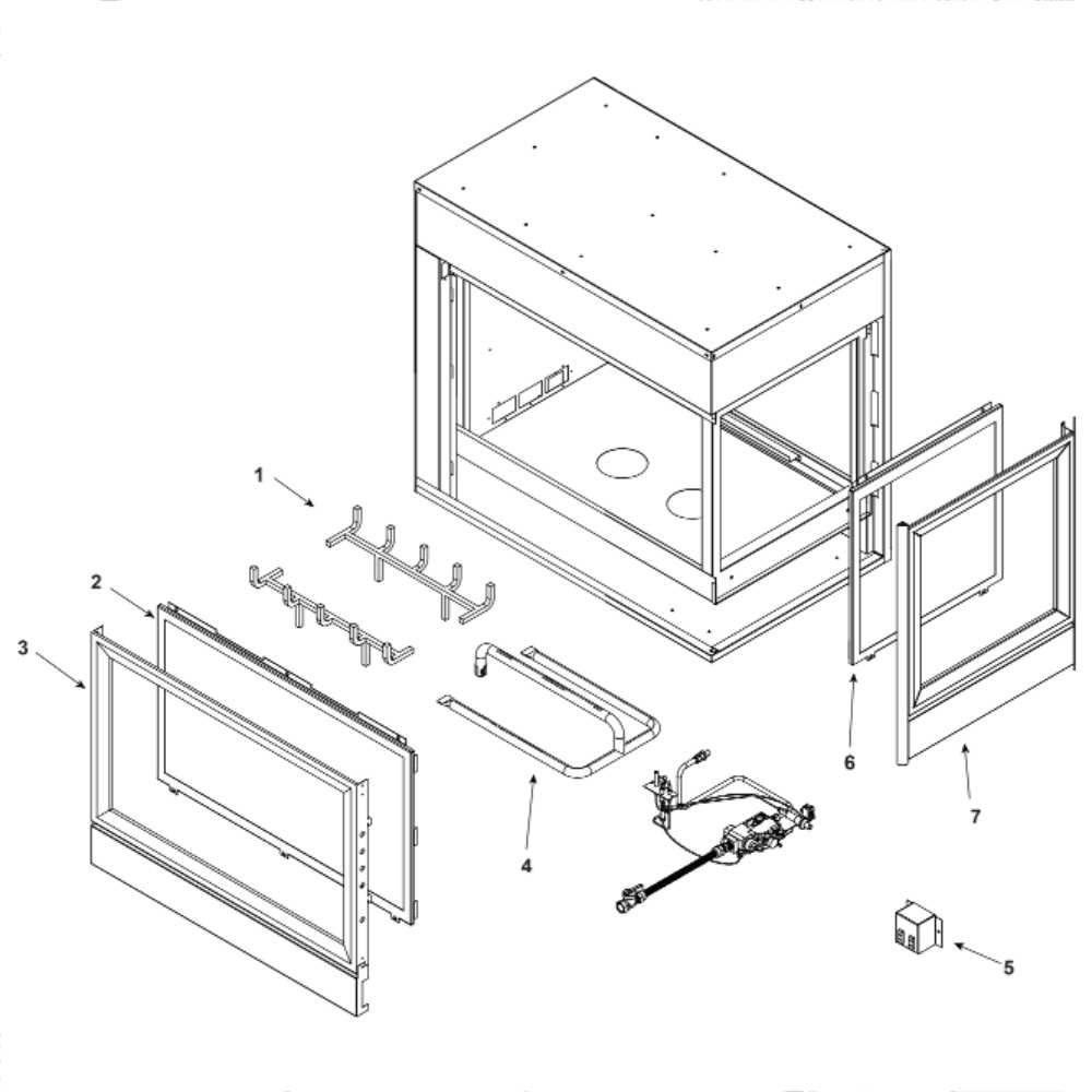 parts of a gas fireplace diagram