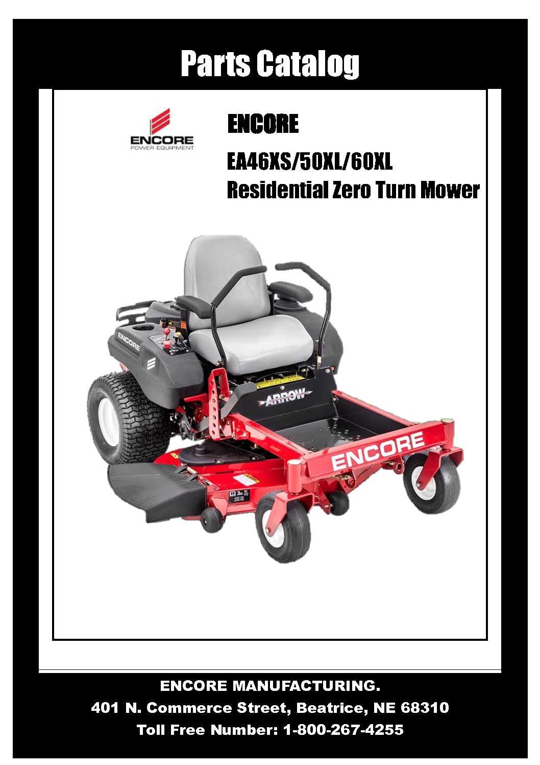 encore mower parts diagram