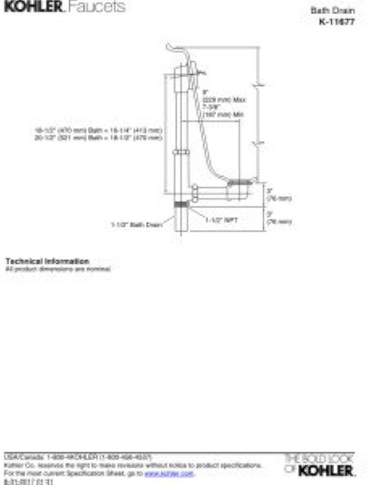 kohler bathtub drain parts diagram