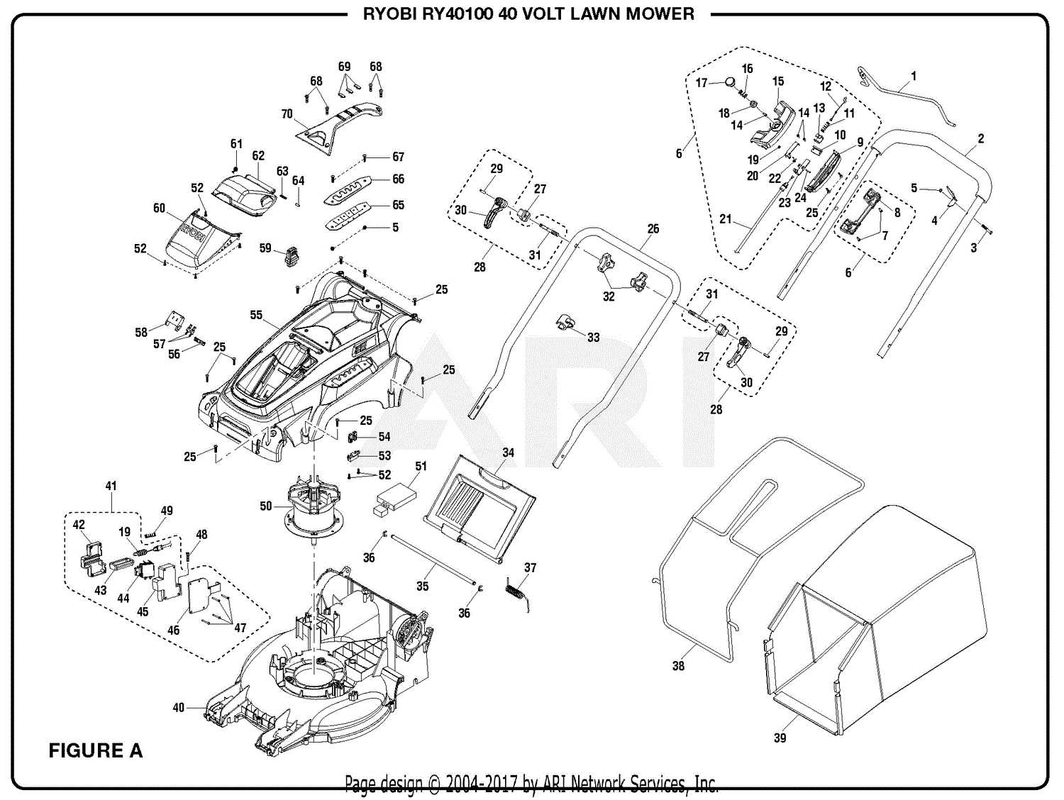 greenworks lawn mower parts diagram