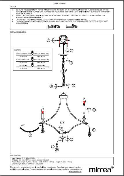 chandelier parts diagram