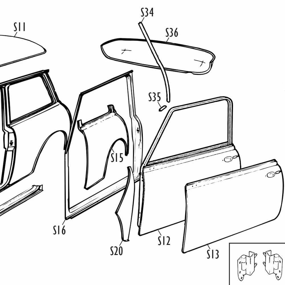 mini cooper body parts diagram