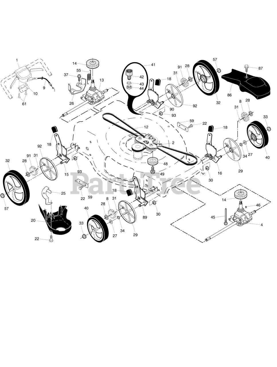 snapper self propelled lawn mower parts diagram