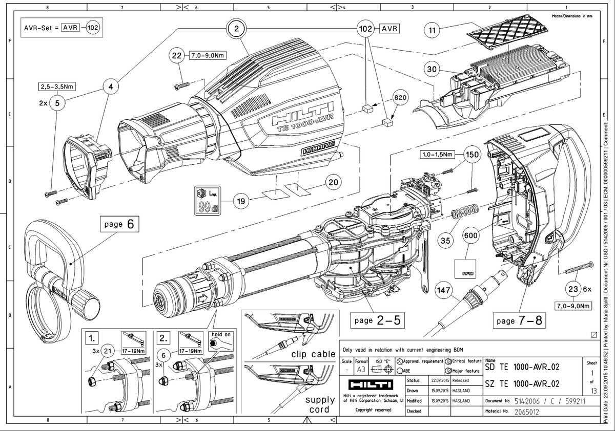 hilti te 3000 avr parts diagram