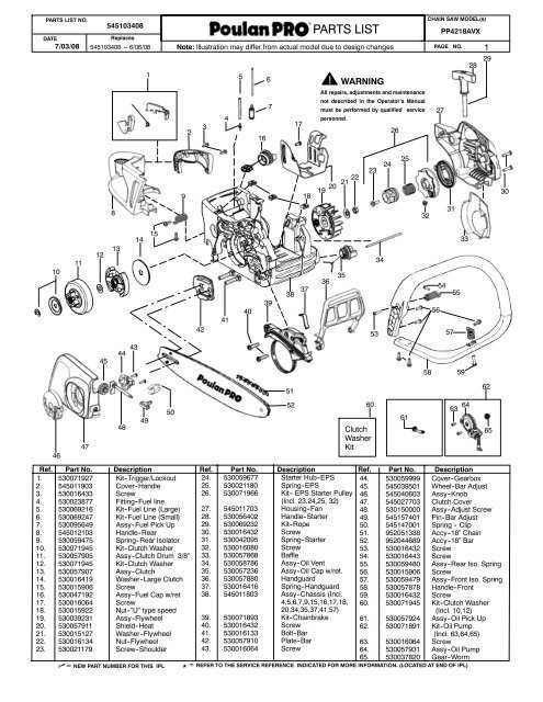 poulan pro pp19a42 parts diagram