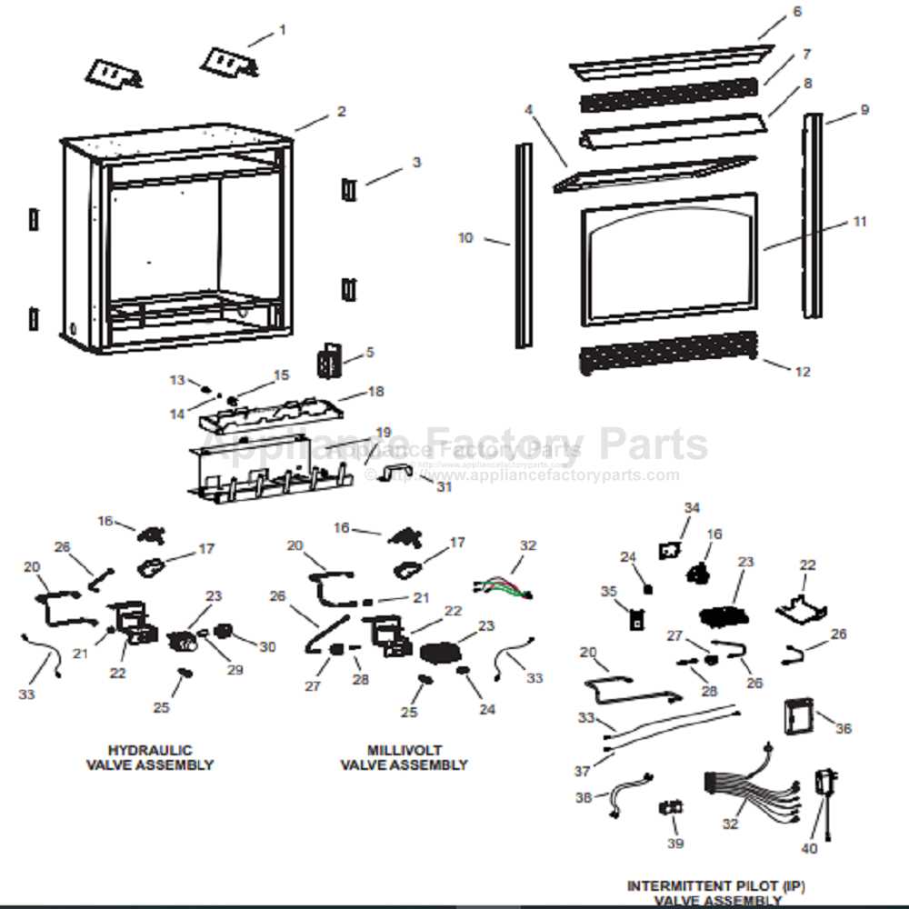 gas fireplace parts diagram