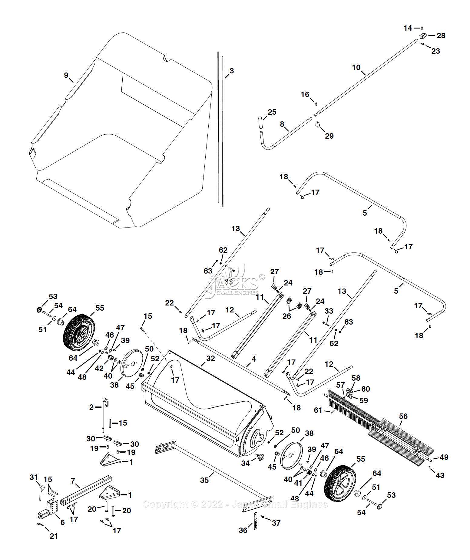 brinly lawn sweeper parts diagram