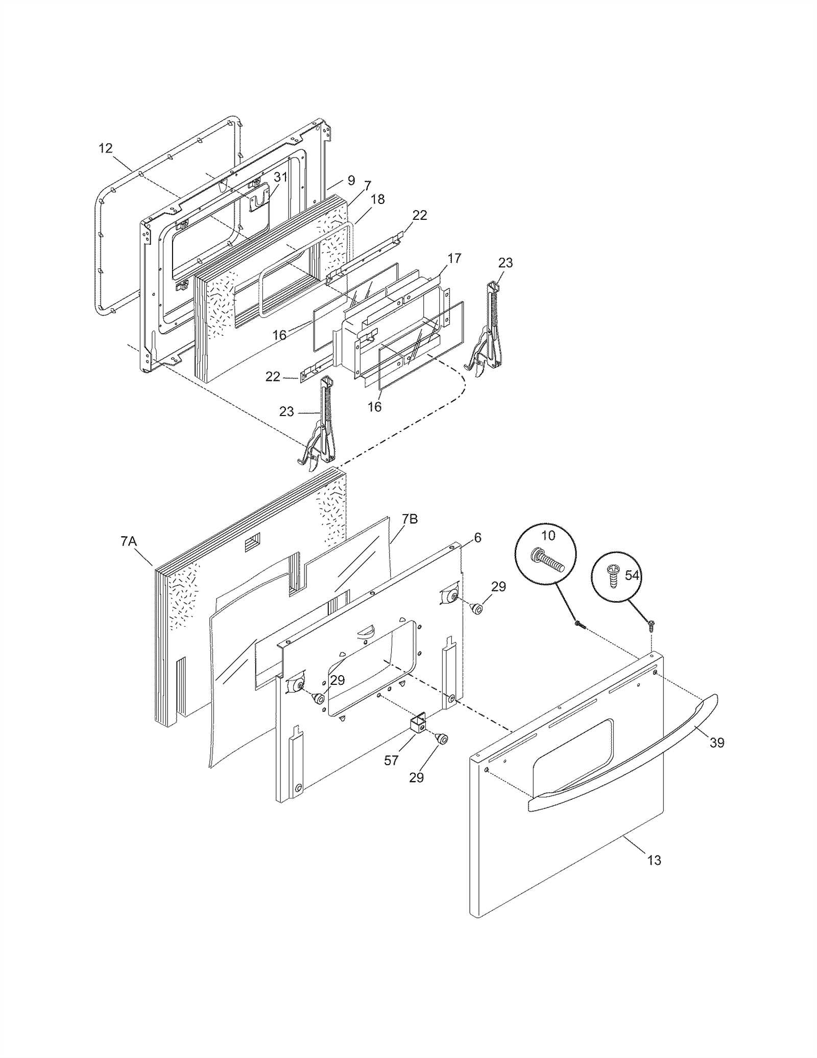 frigidaire oven parts diagram