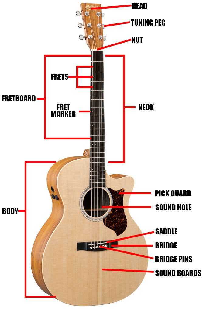 parts of a guitar diagram acoustic