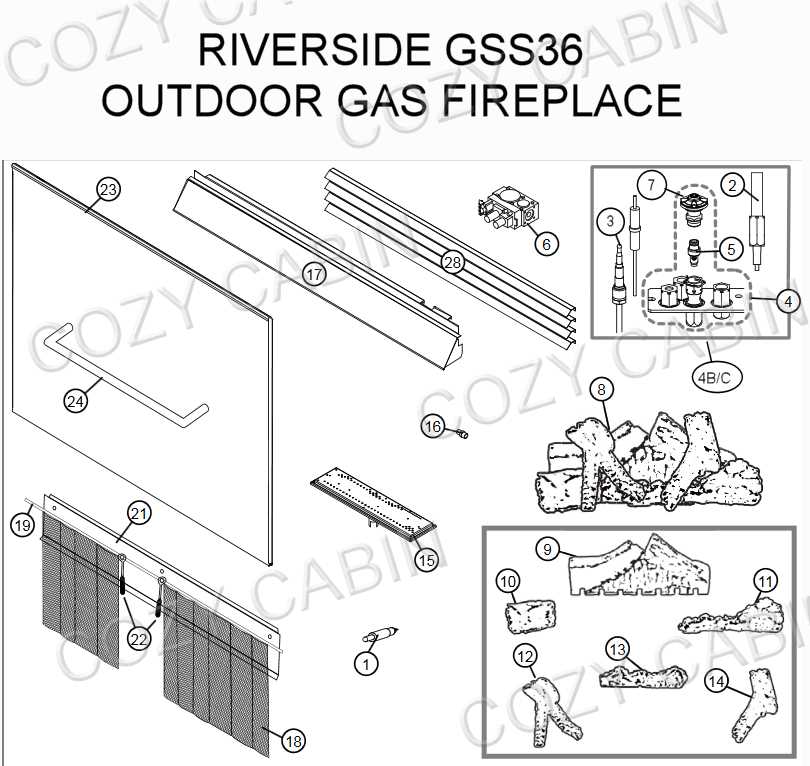 gas fireplace parts diagram