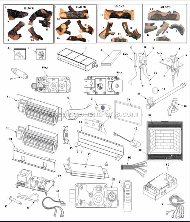 gas fireplace parts diagram