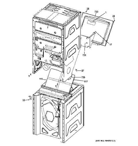 ge stackable washer dryer parts diagram