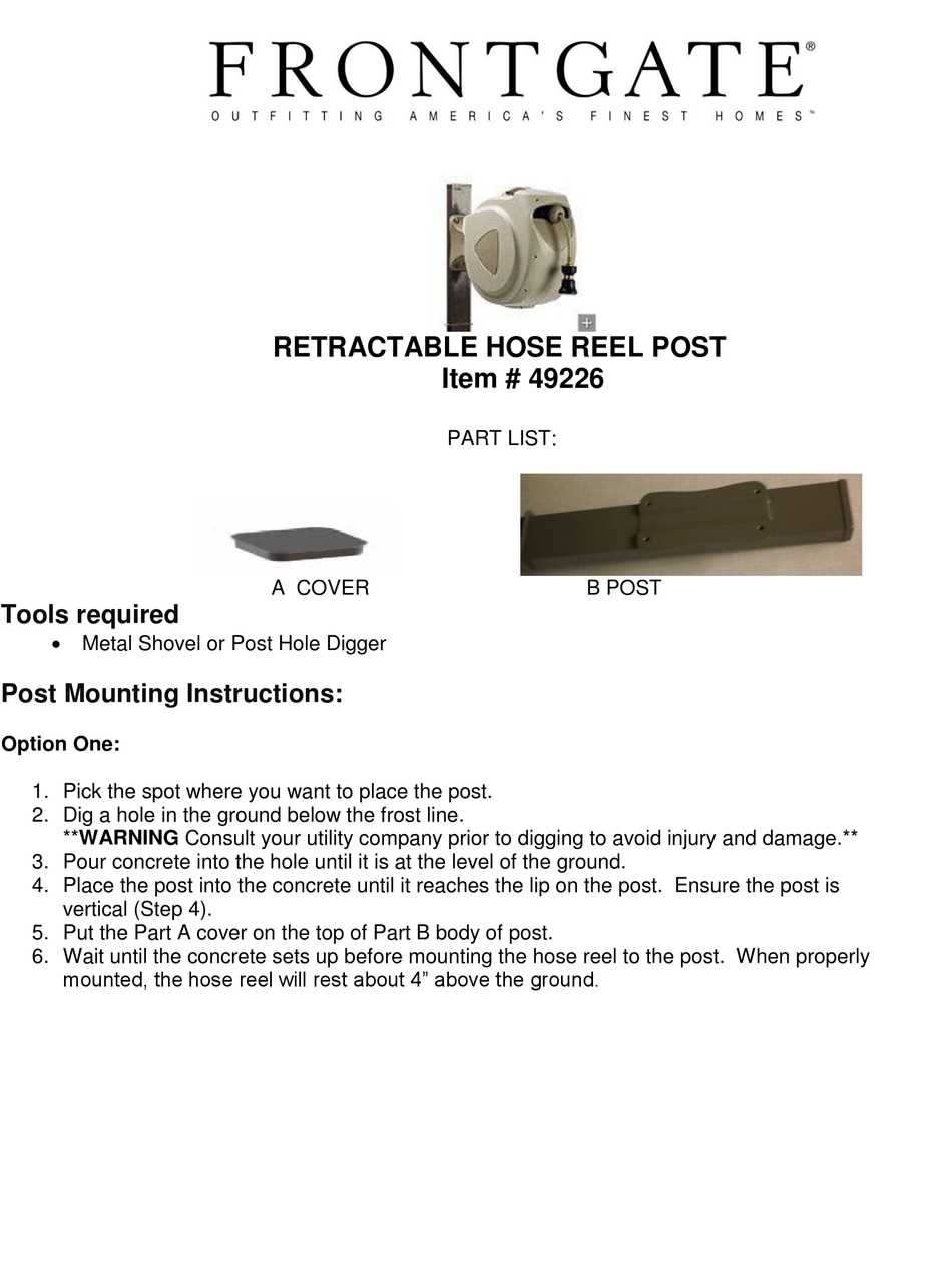 frontgate hose reel parts diagram