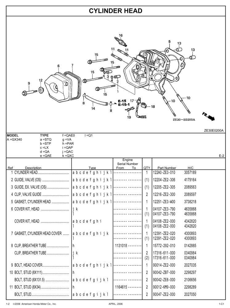 honda gx340 parts diagram