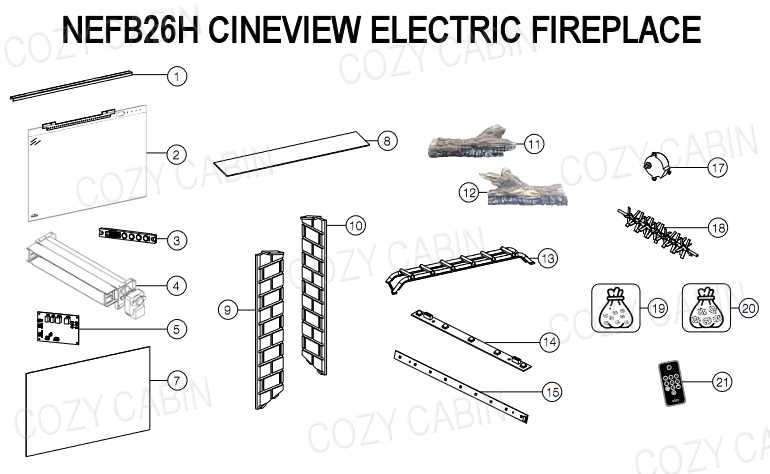 electric fireplace parts diagram