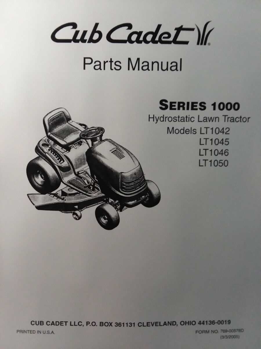 cub cadet lt1050 parts diagram