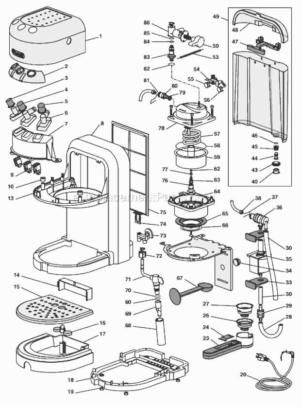 delonghi coffee machine parts diagram