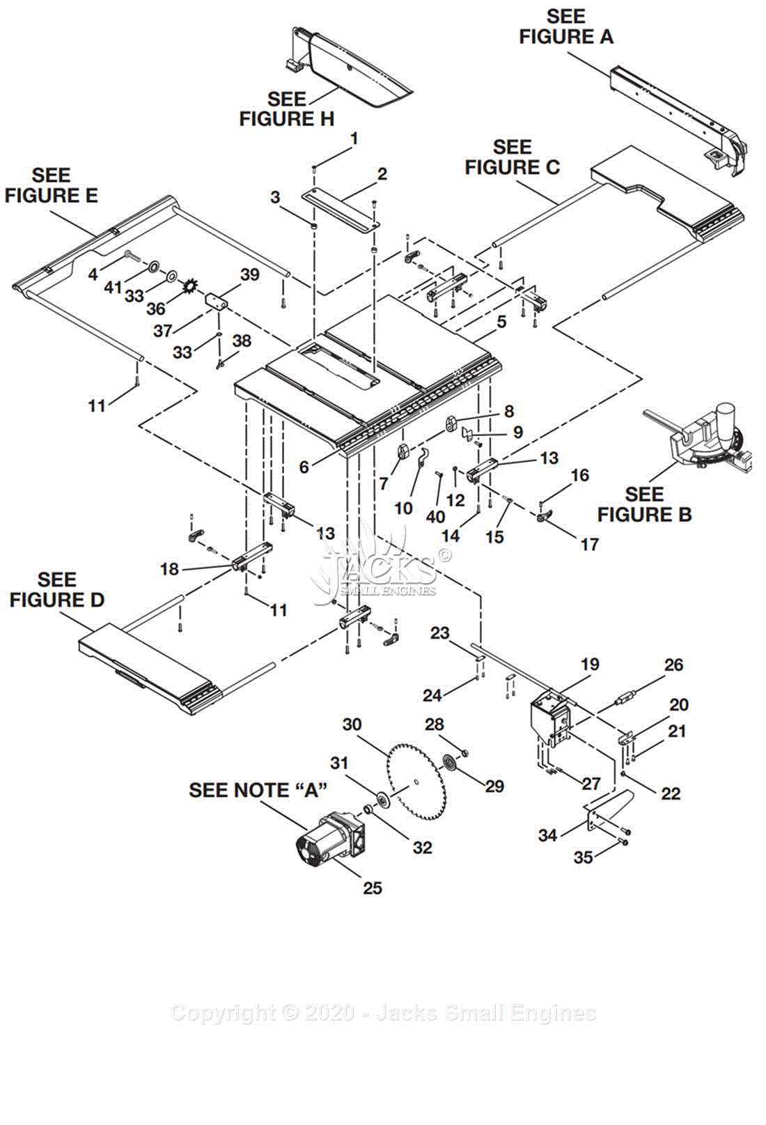 ryobi 10 table saw parts diagram