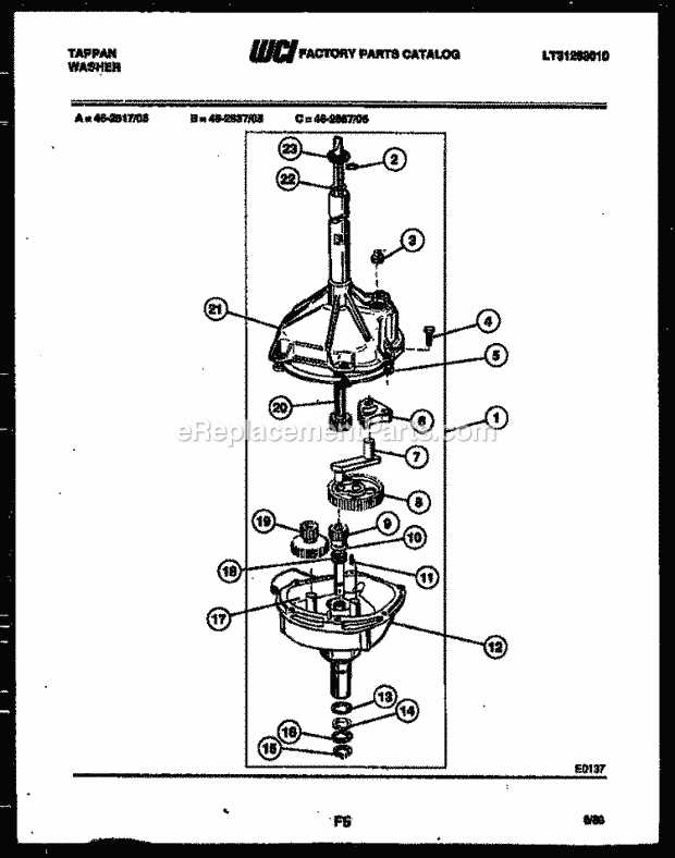 frigidaire top load washer parts diagram