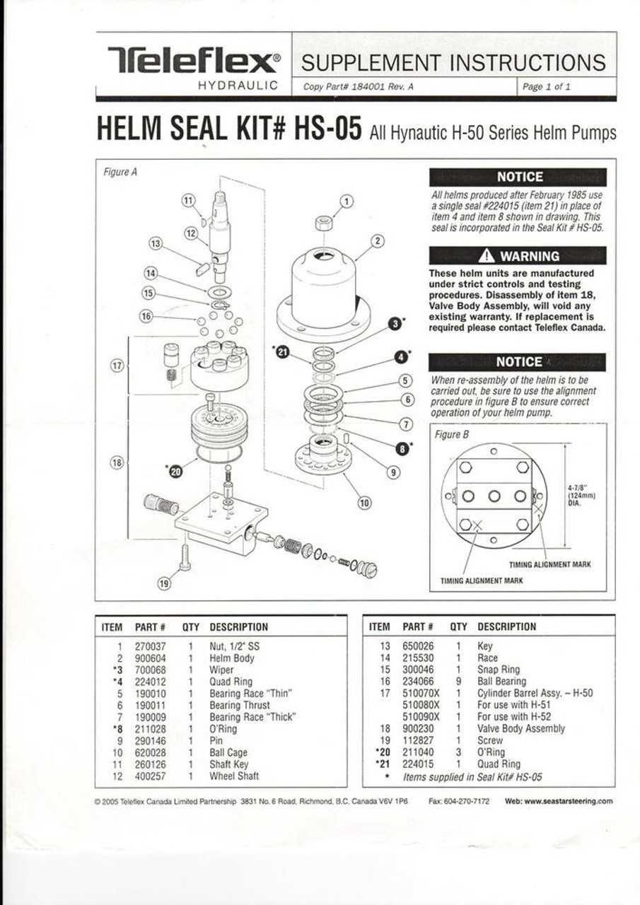 hynautic steering parts diagram