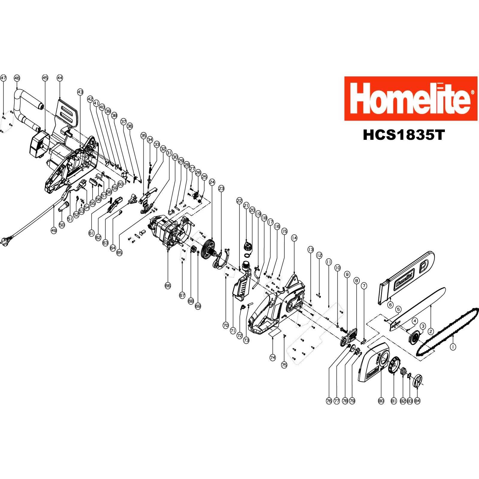 homelite chainsaw parts diagram