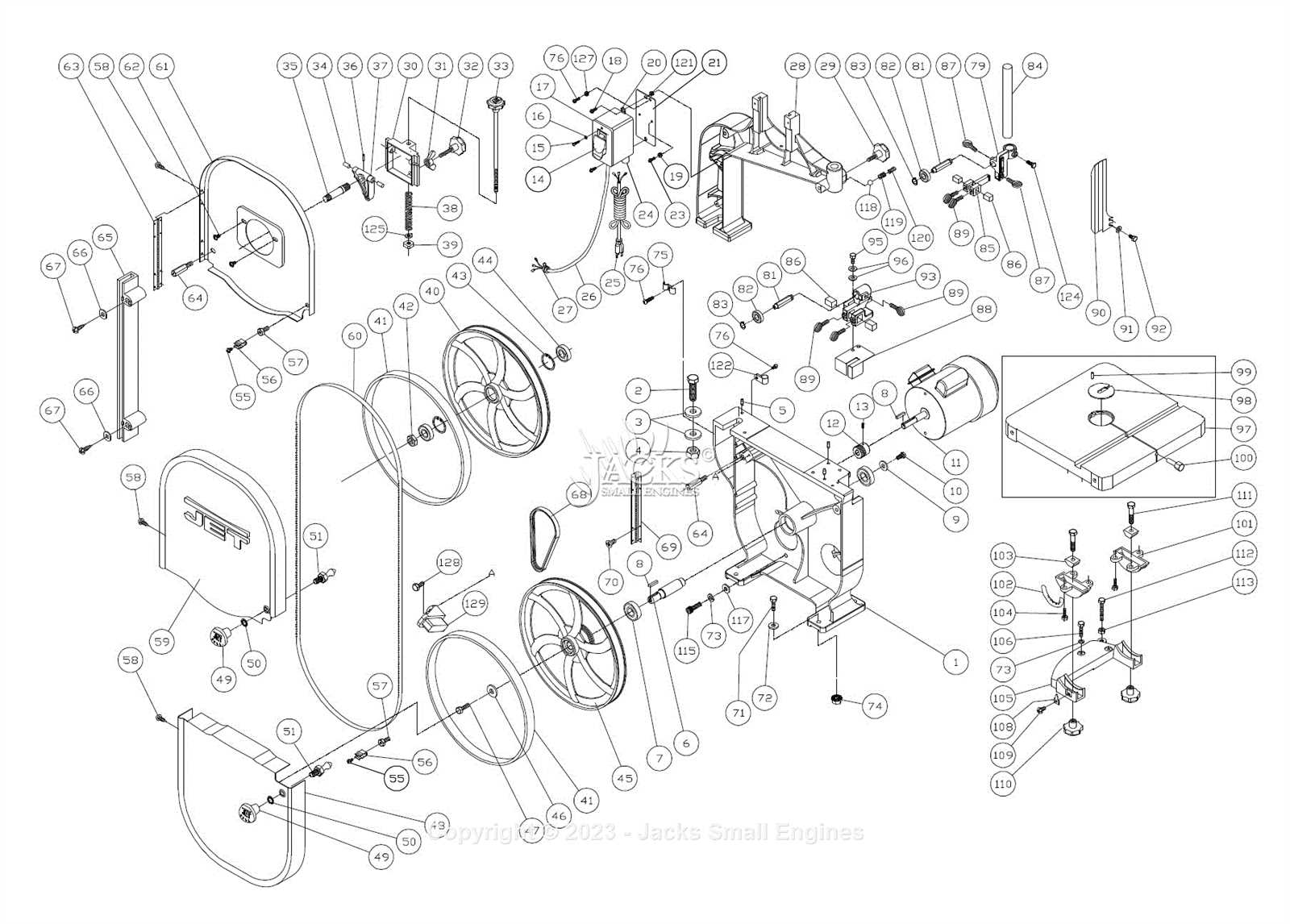 horizontal band saw parts diagram