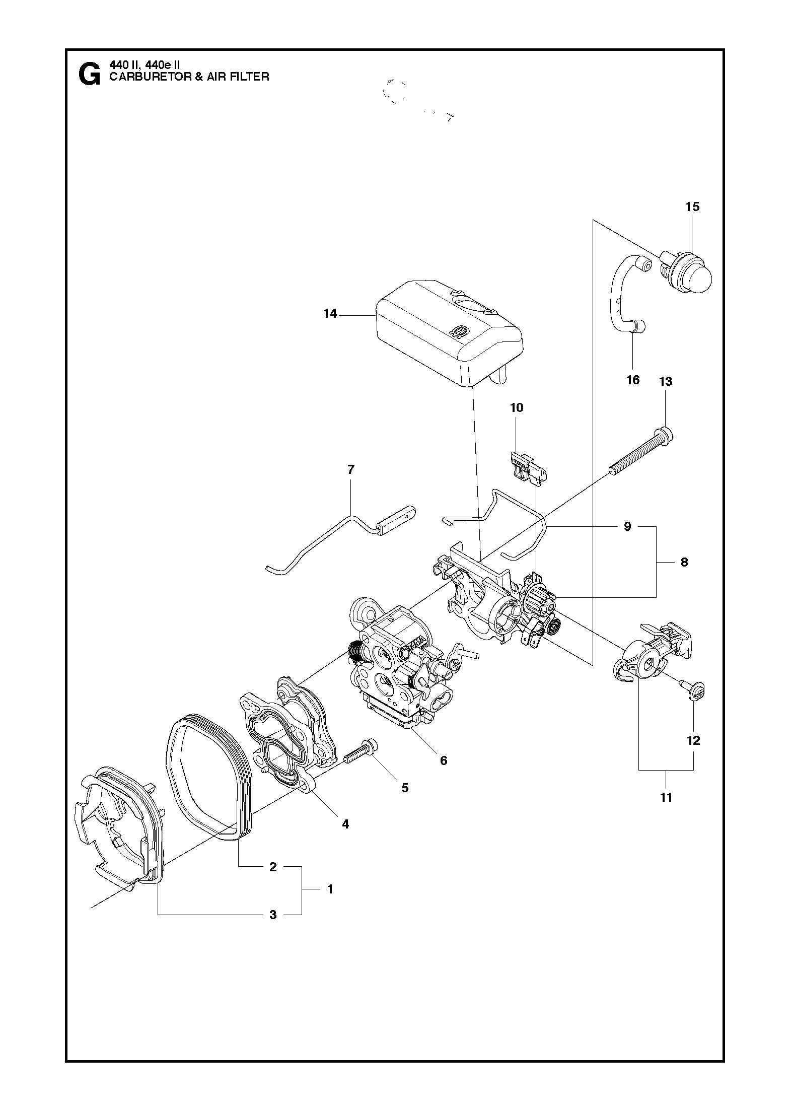 husqvarna 440 chainsaw parts diagram