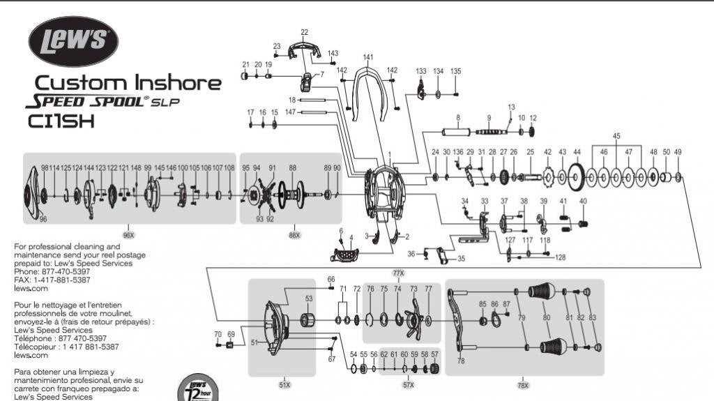 lews reel parts diagram