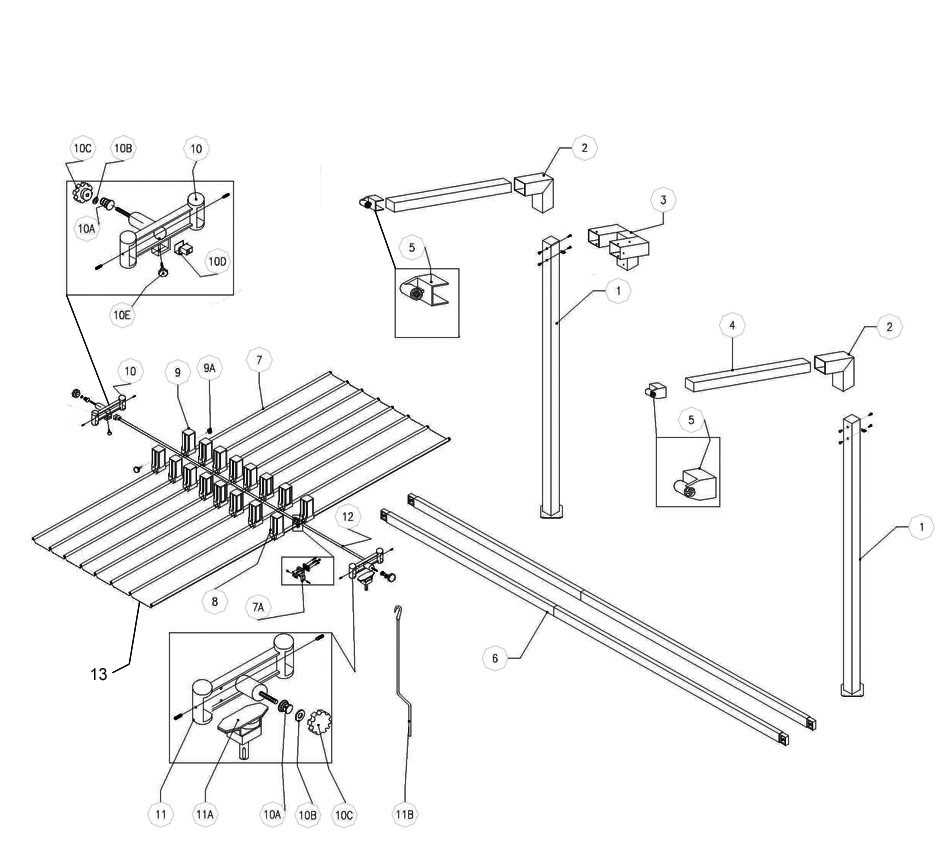 replacement part cantilever umbrella parts diagram