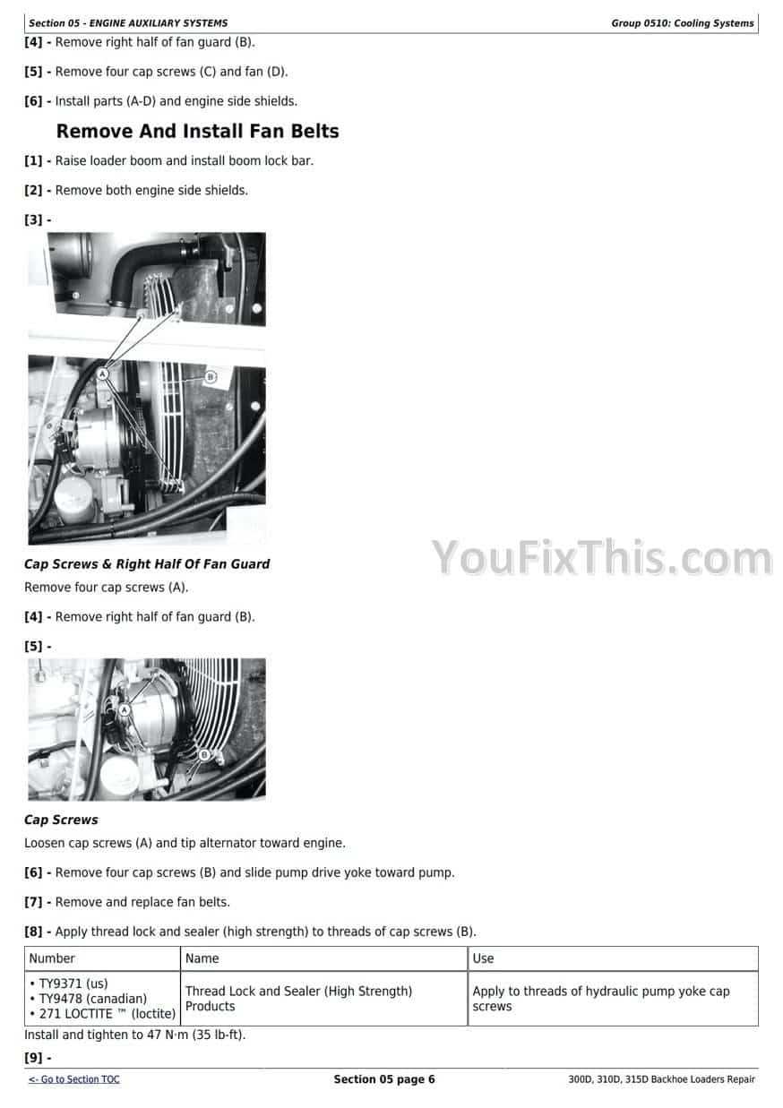 john deere 310d backhoe parts diagram