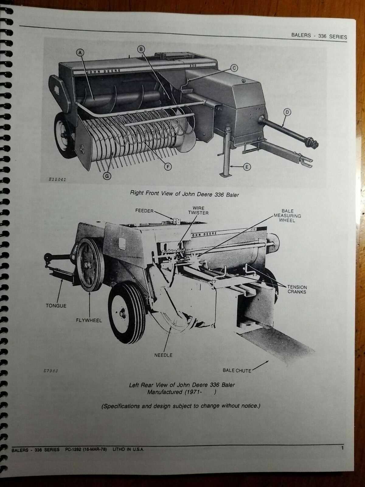 john deere 336 baler parts diagram