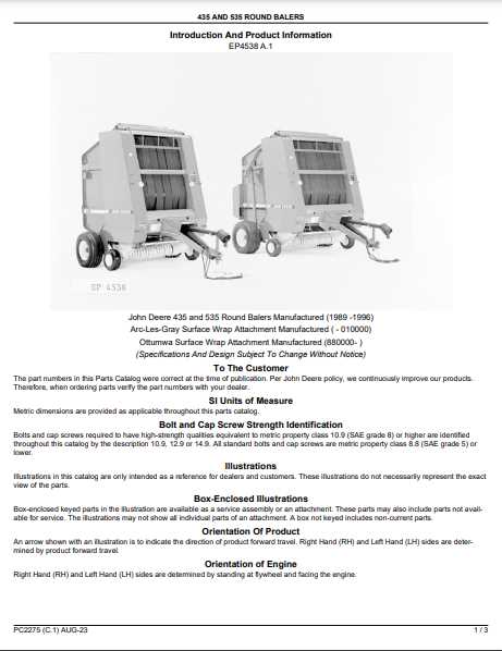 john deere 435 baler parts diagram