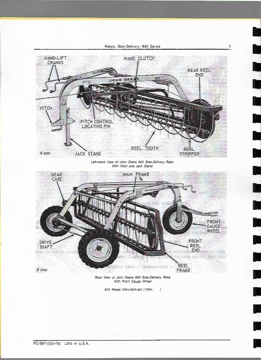 john deere 640 hay rake parts diagram