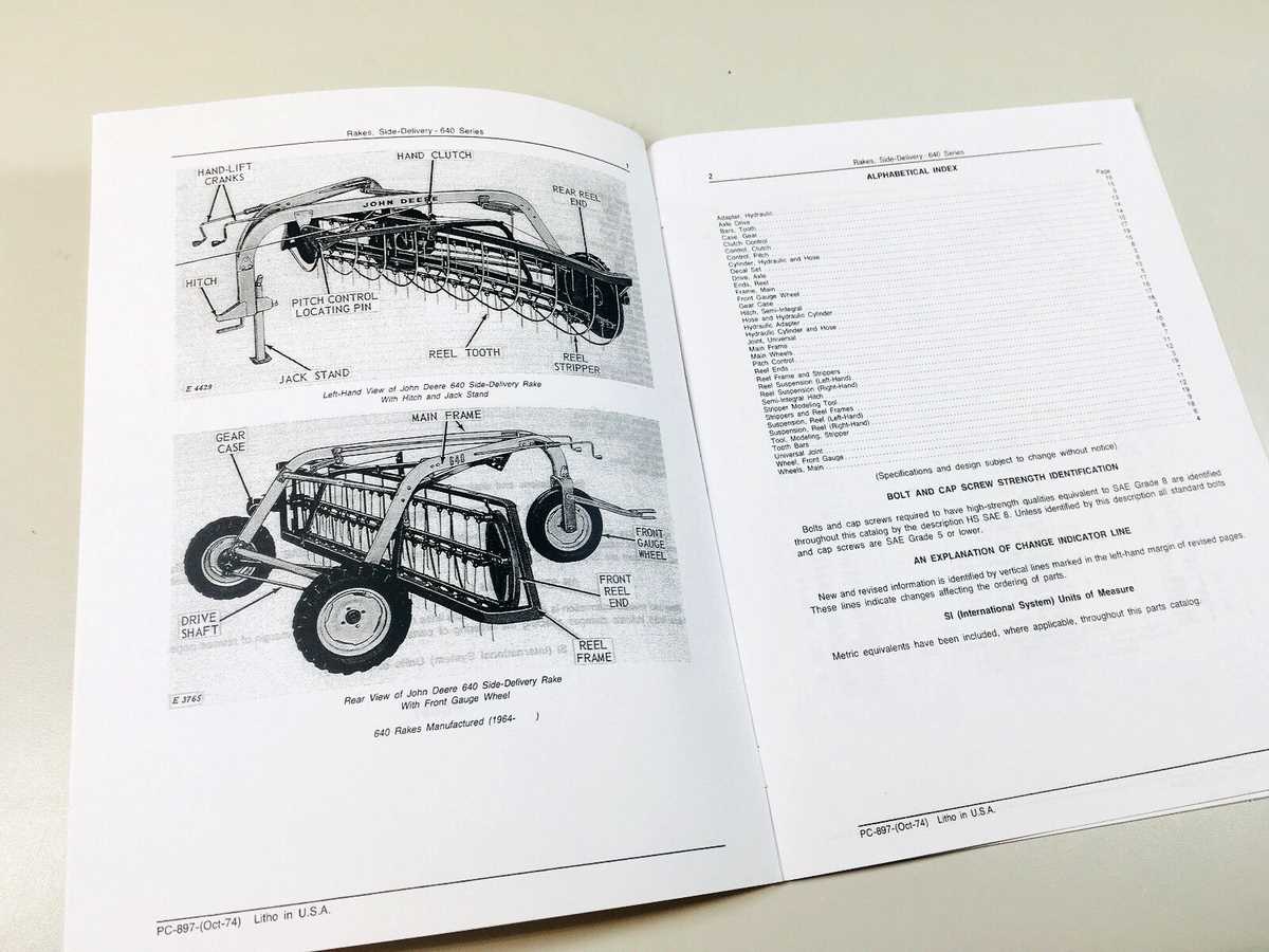 john deere 640 rake parts diagram