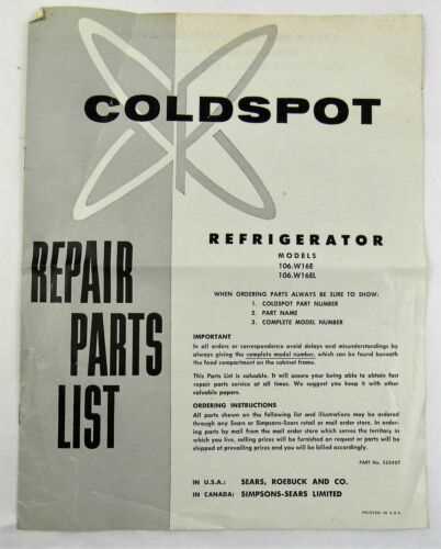 kenmore coldspot 106 parts diagram