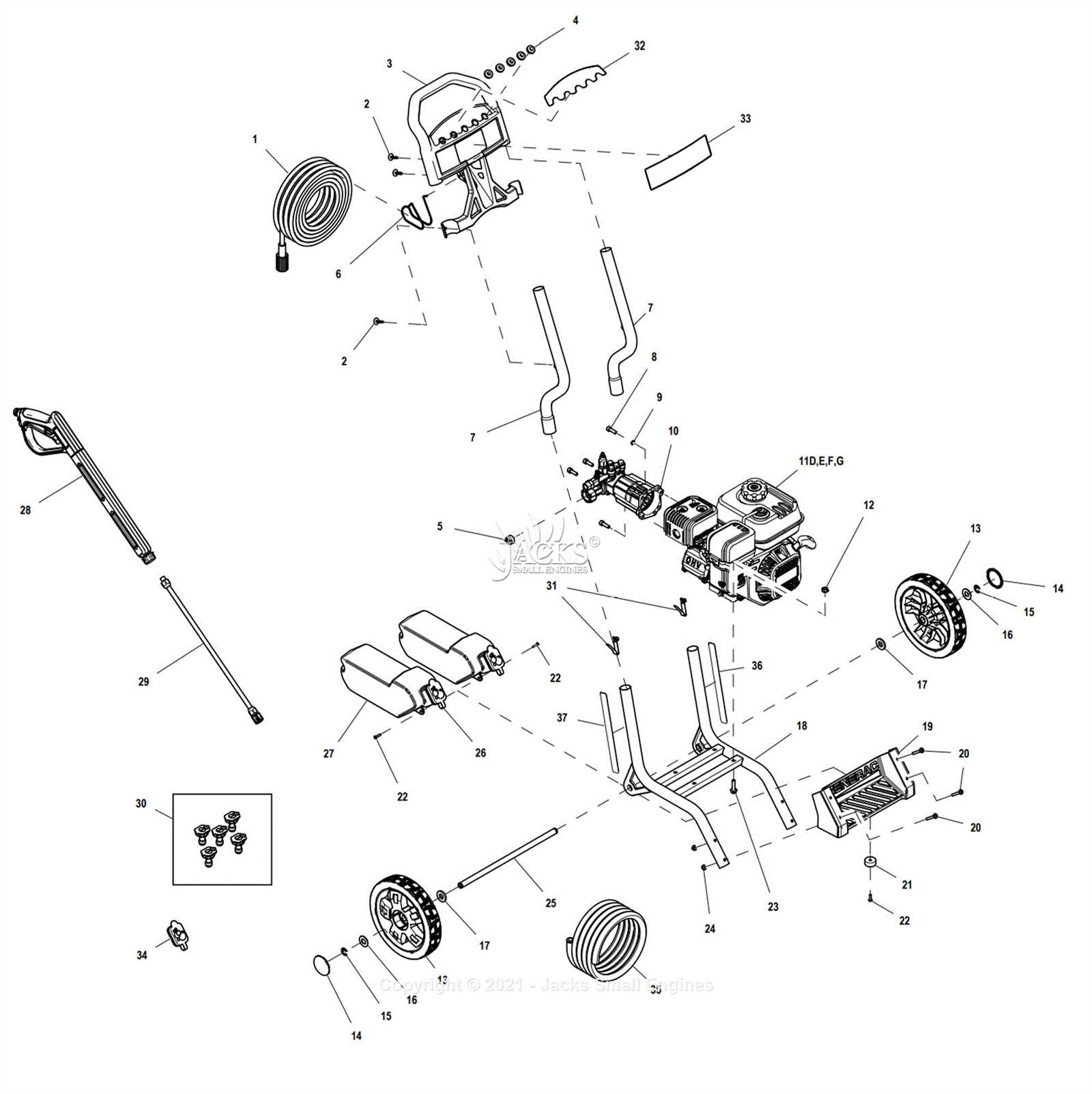 generac 3100 psi pressure washer parts diagram