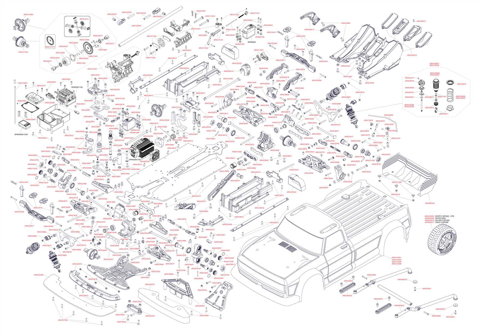 arrma kraton 6s parts diagram