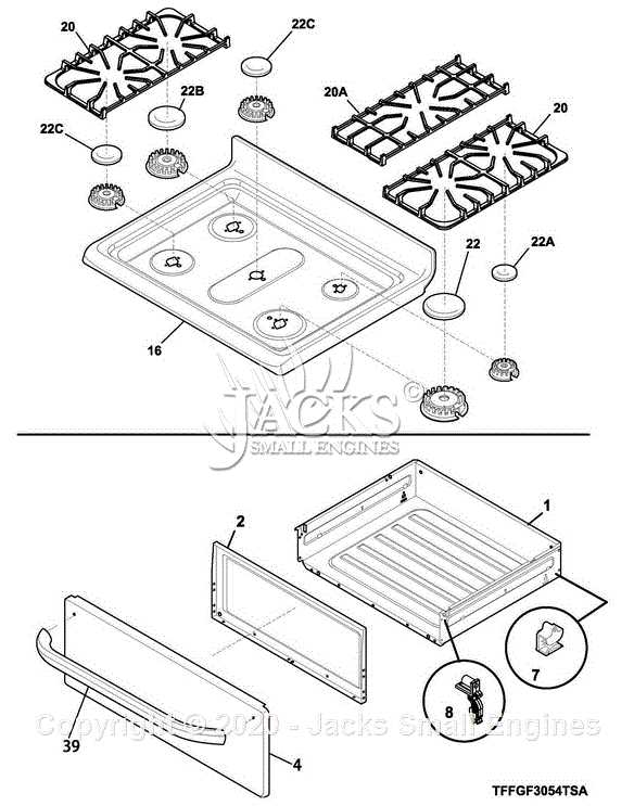 parts of a gas stove diagram