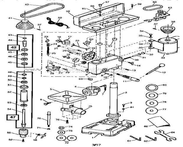 craftsman drill press parts diagram