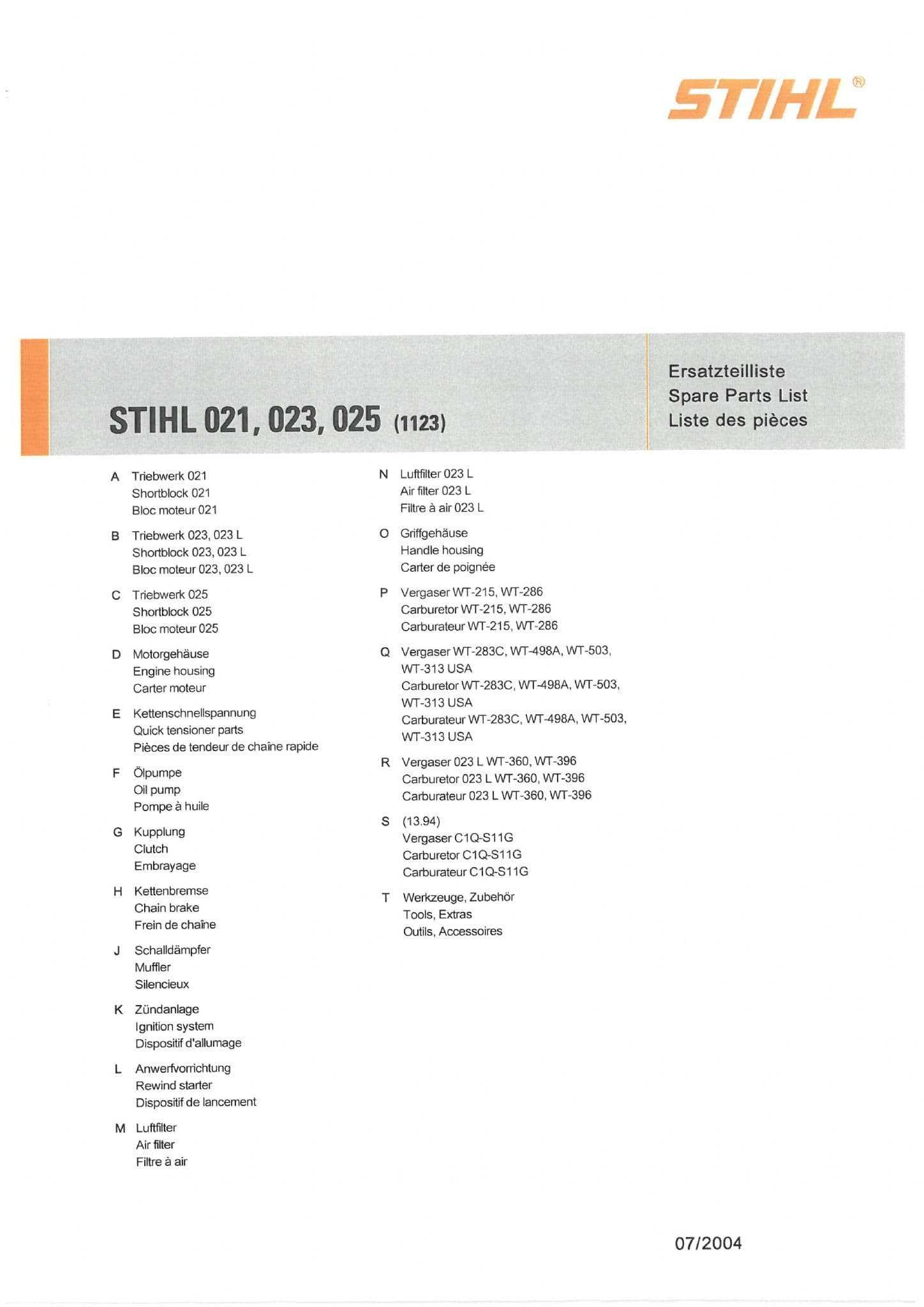 stihl 025 parts diagram