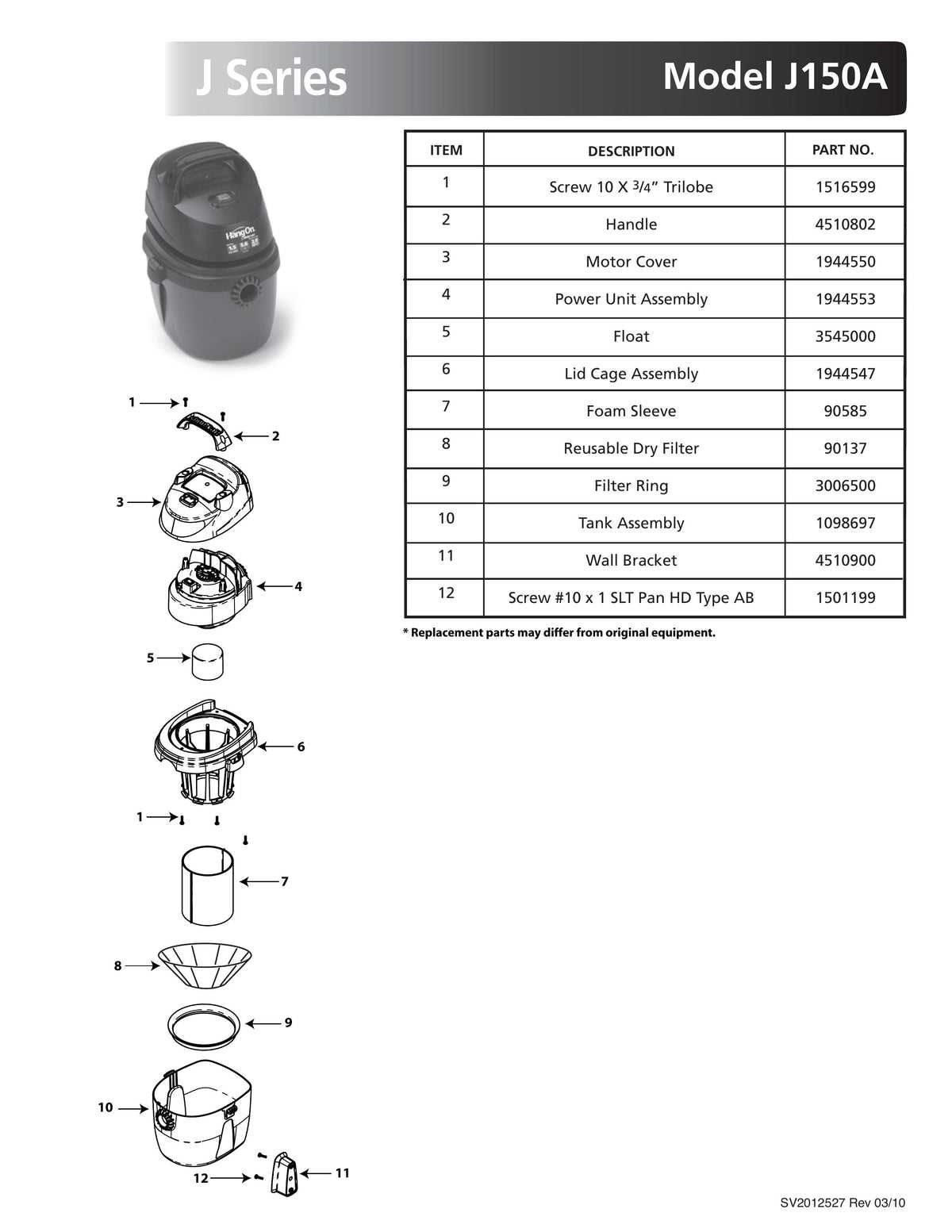 shop vac parts diagram