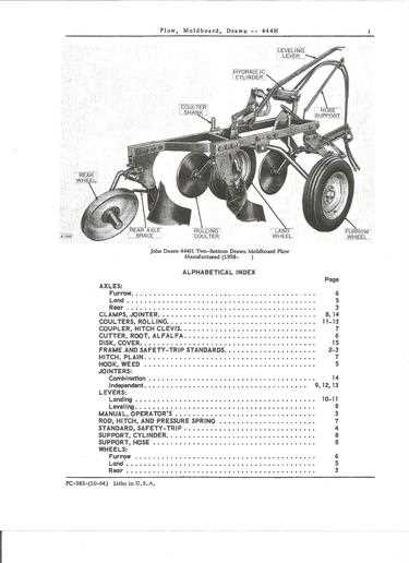 john deere plow parts diagram