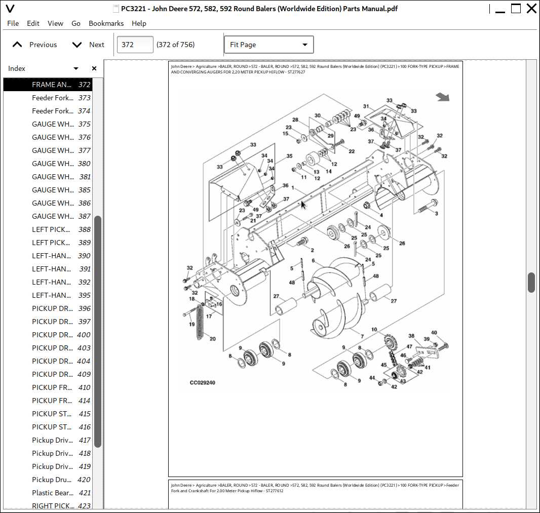 john deere 458 baler parts diagram