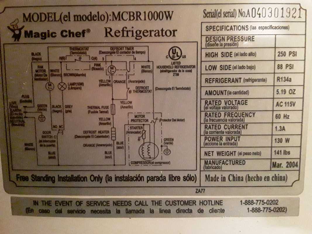 magic chef refrigerator parts diagram