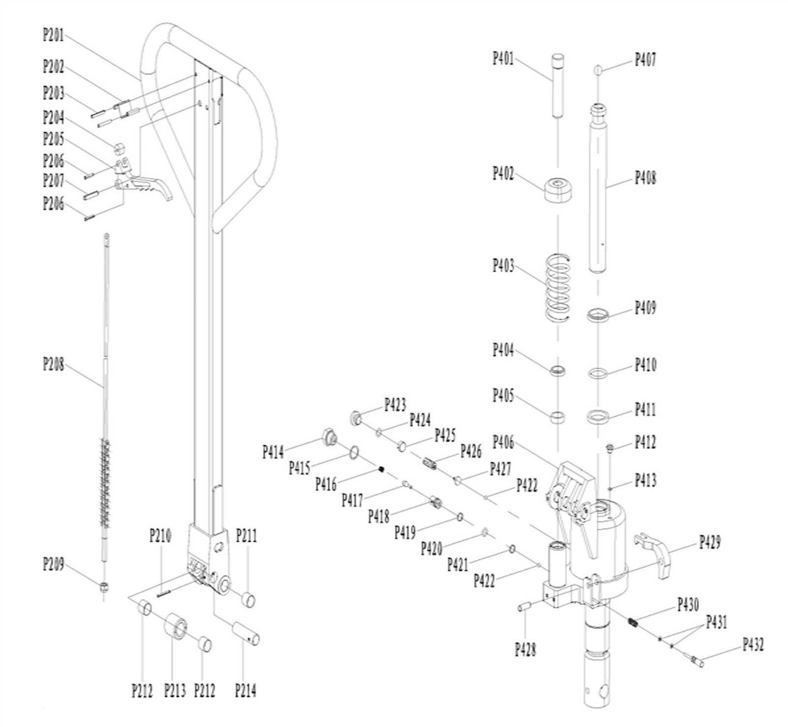 manual pallet jack parts diagram