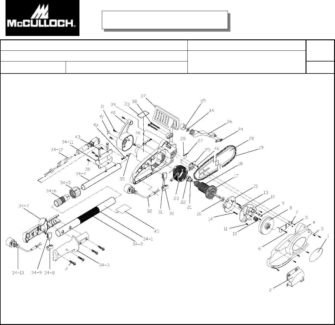 mcculloch chainsaw parts diagram