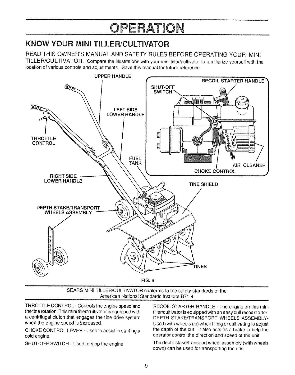 craftsman mini tiller parts diagram