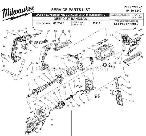 milwaukee band saw 6232 20 parts diagram